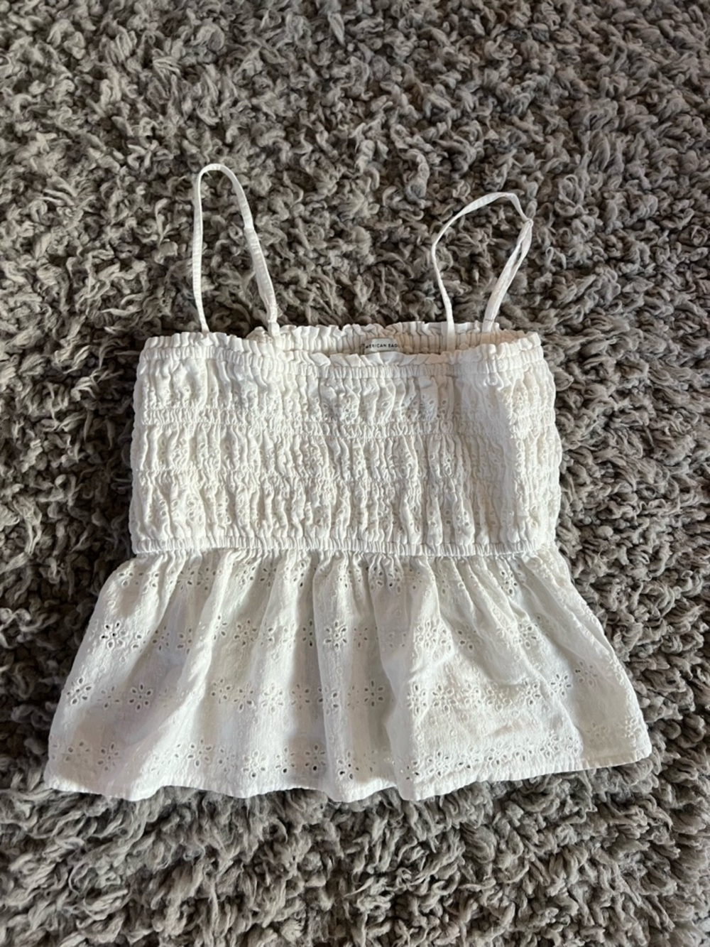 American Eagle Outfitters White Eyelet Smocked Camisole
